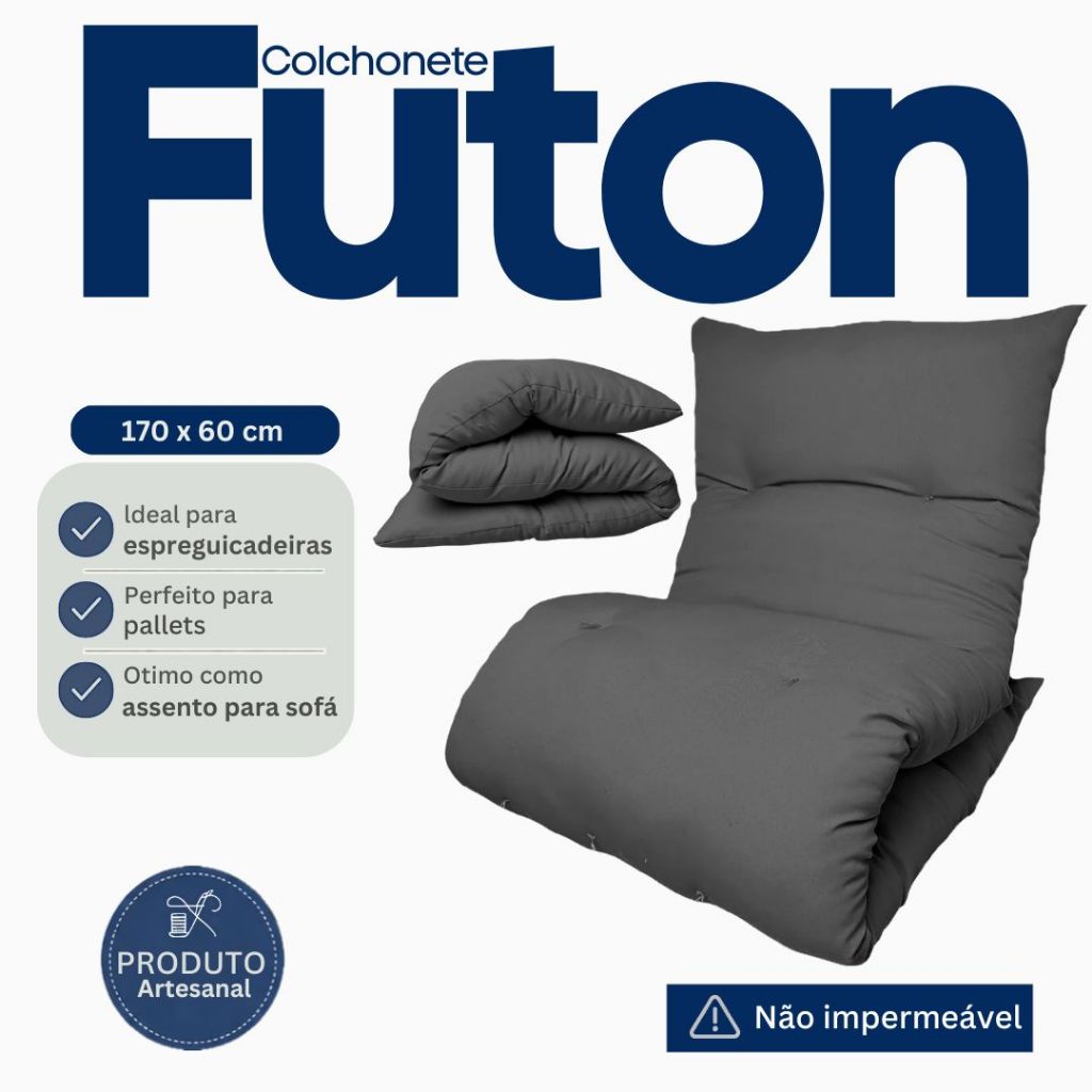 Imagem Almofada Futon Dobrável 170x60x9cm Colchonete Multiuso Chão Sofá Visita Meditação Macia