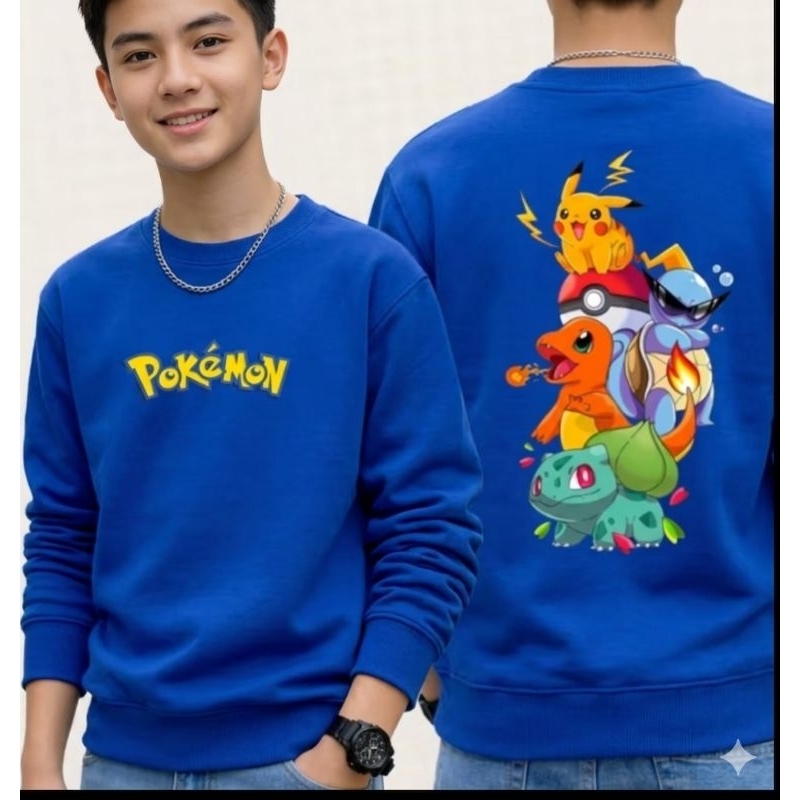 Blusa de Frio Infantil Menino Casaco Moletom Infantil Personagem Turma Pokémon Tamanho 2 4 6 8 10 12 14