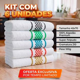 Kit 6 Pano de Copa Atoalhado Premium 45x70 Panos de Prato Jacquard Alta Absorção em Oferta na Shopee