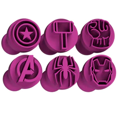 Kit Carimbo Marcador Brigadeiro SUPER HEROI MARVEL Molde Festa Confeitaria Aniversário Doces