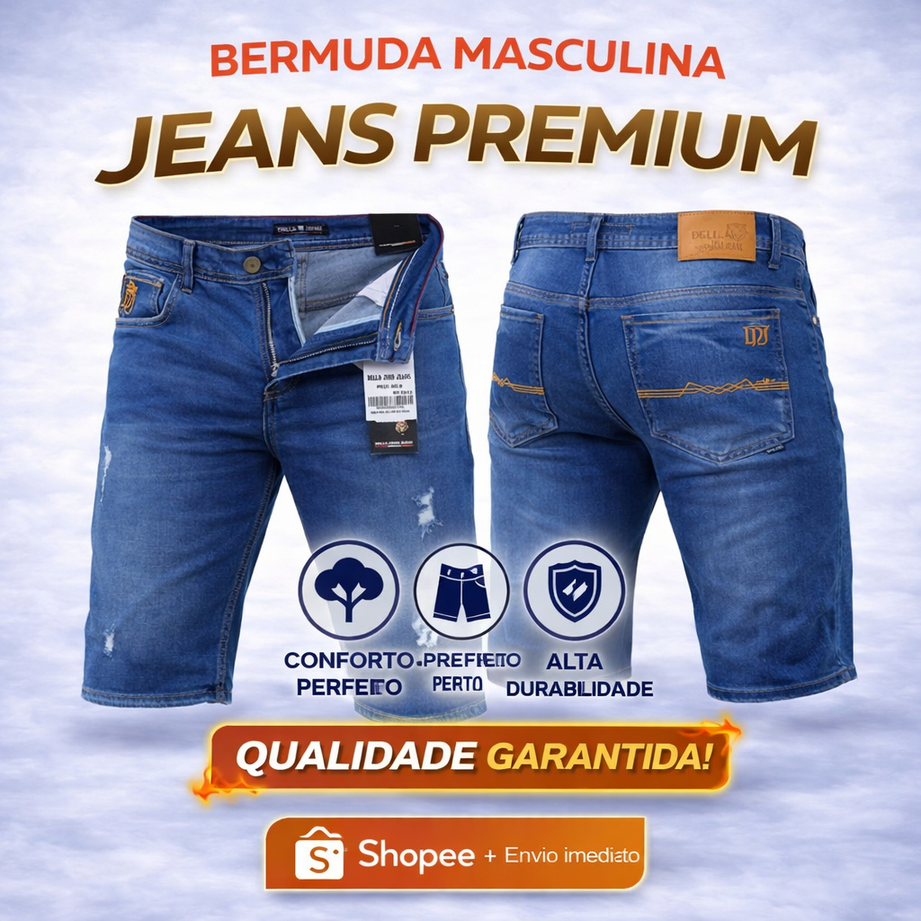 Bermuda Jeans Masculina Premium | Conforto, Estilo e Fabricação Própria