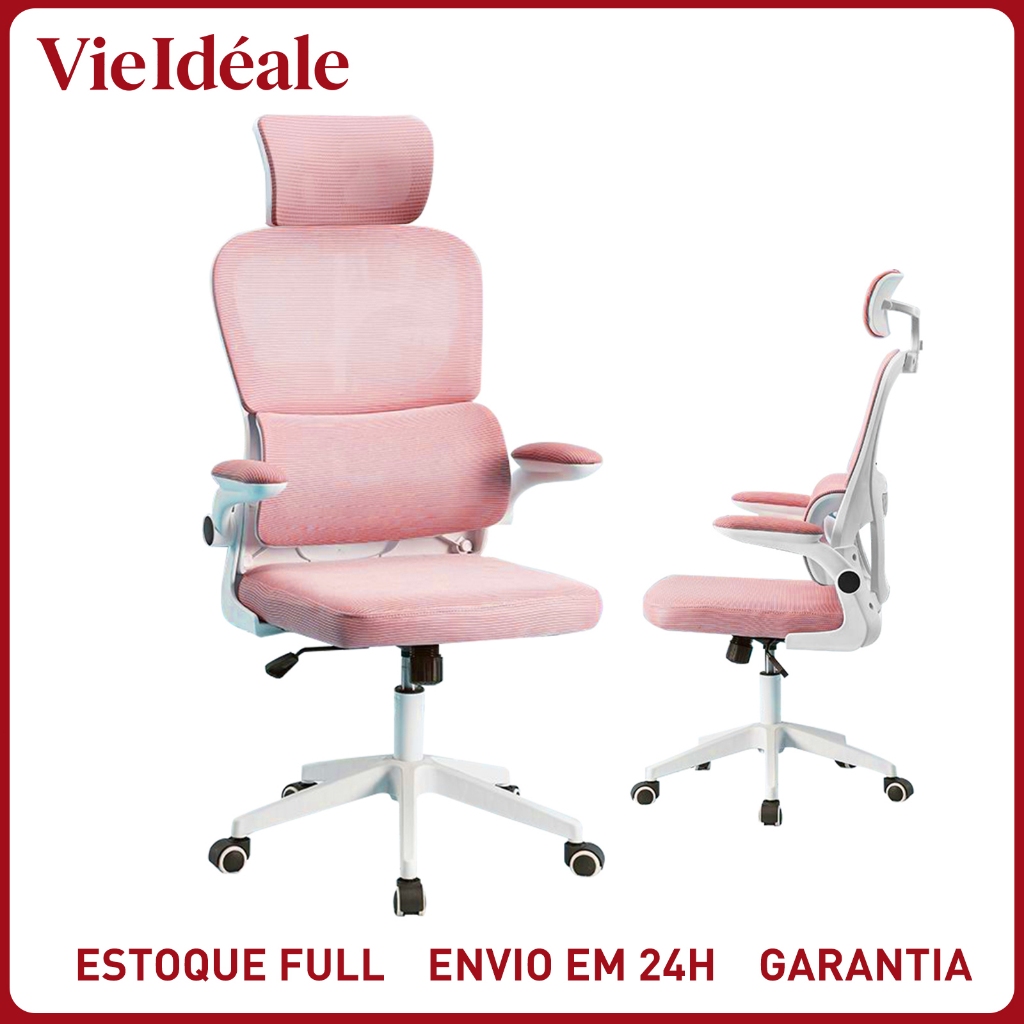 Cadeira de escritório, design ergonômico com suporte lombar independente, malha respirável e encosto de cabeça ajustável