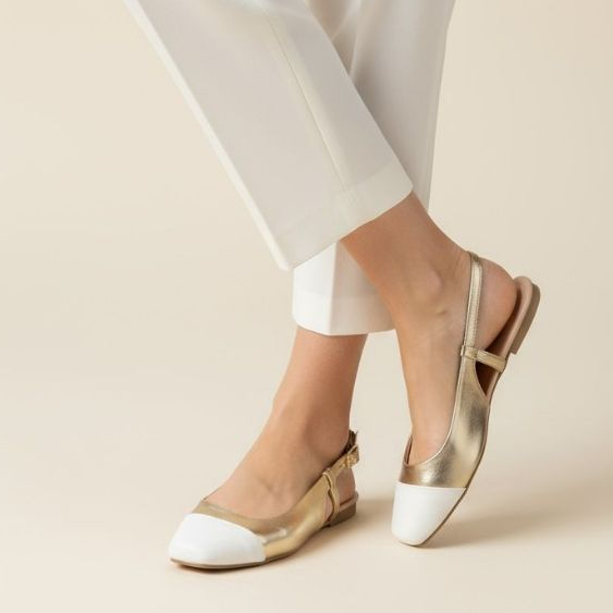 Sapatilha Feminina Confortável Luxo Elegante Sapato Feminino Slingback Mocassim Bico Quadrado Ouro em Oferta na Shopee