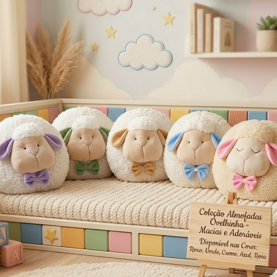almofada de ovelha quarto de bebe, almofada decoraçao, almofada  quarto de bebe menina menino