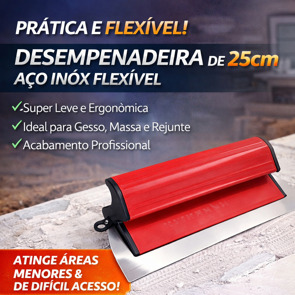 Desempenadeira 25cm Flexível  Resistente Lamina Aço inóx Massa Corrida Lâmina Substituível