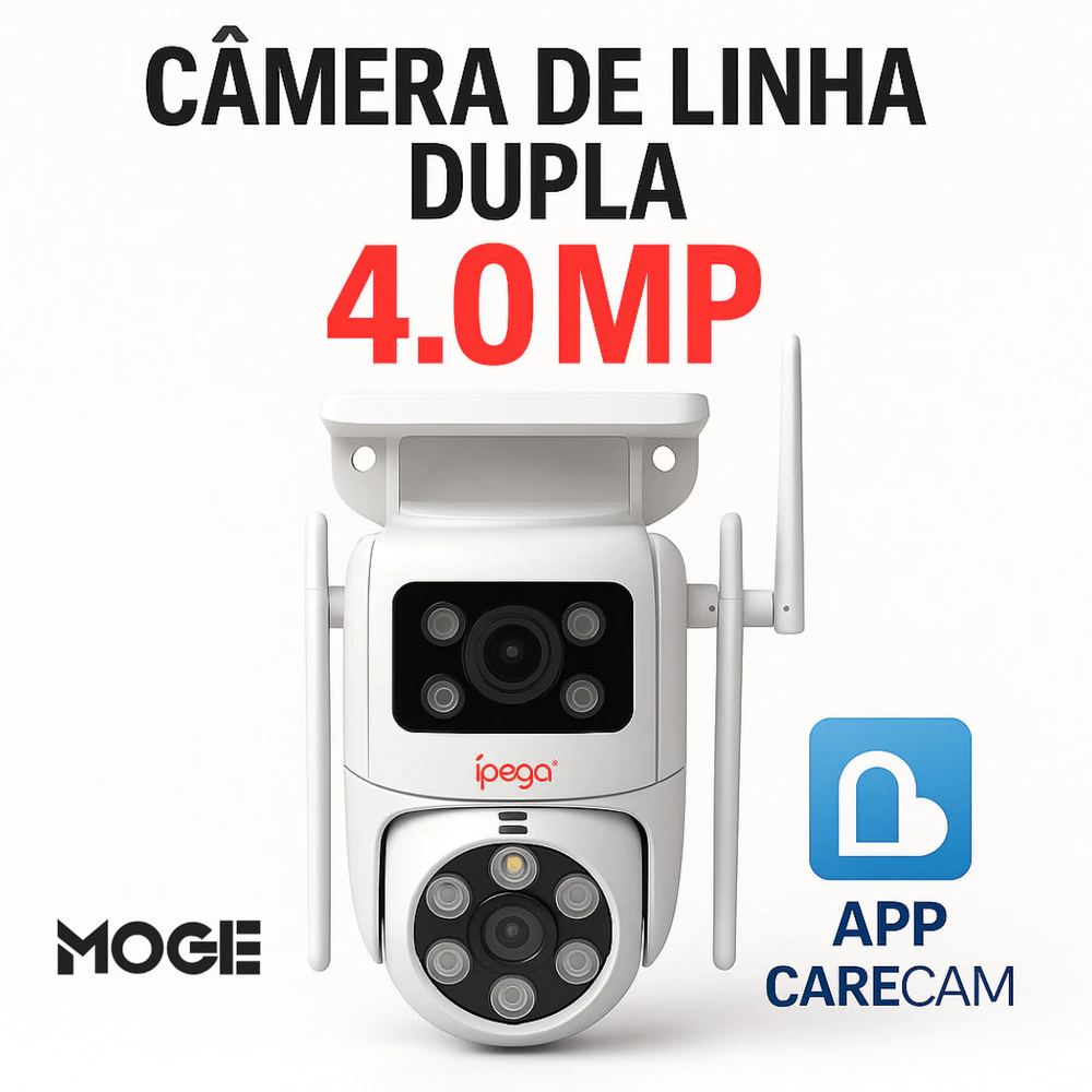 Câmera IP Wi-Fi Externa 4MP | Dupla Lente | Visão Noturna | 360° | Ipega KP-CA212