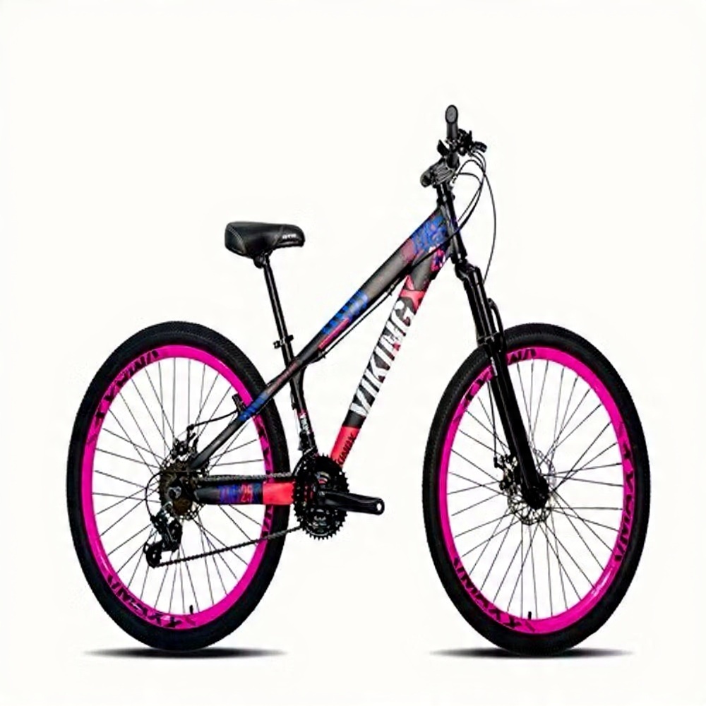 Bicicleta VikingX Aro26 Tuff25 21V Roda Vmaxx Rosa Câmbio Shimano Freio a Disco - Preto Rosa