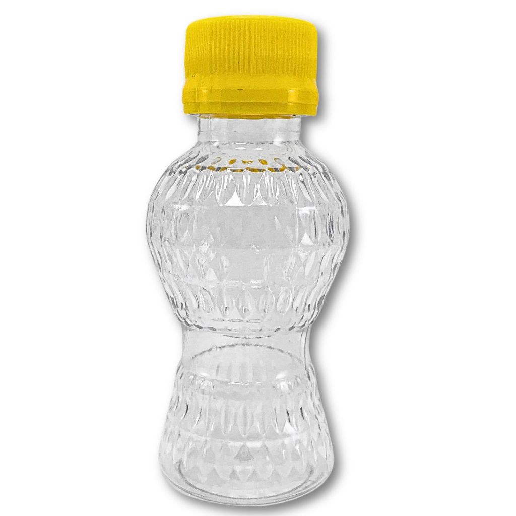 FRASCO 45mL CINTURINHA PET CRISTAL, LUXO,  ALTO RELEVO+  TAMPA ROSCA AMARELA  LEMBRANCINHA - 1 UNI