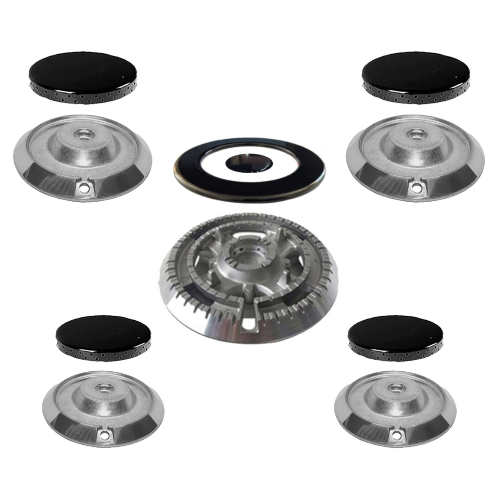 Kit Queimador + Espalhador Fogão Electrolux  5 Bocas 1TC-2M-2P Diâm. do Espalhador Tc Ø 12,6 - Md. Ø 9,0 - Pq Ø 7,3 Cm