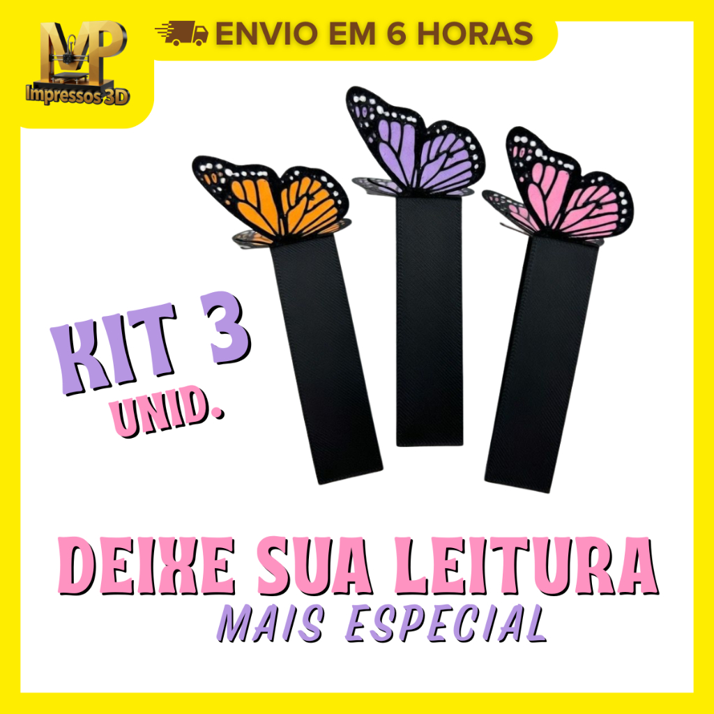Marcador de Página 3D Borboleta | Marcador de Livro Criativo | Presente para Leitores | Bookmark Fofo
