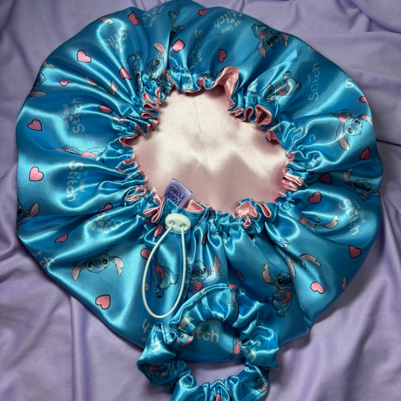 Touca De Cetim Estampada Stitch Dupla-Face Ajustável Regulador Para Dormir Premium