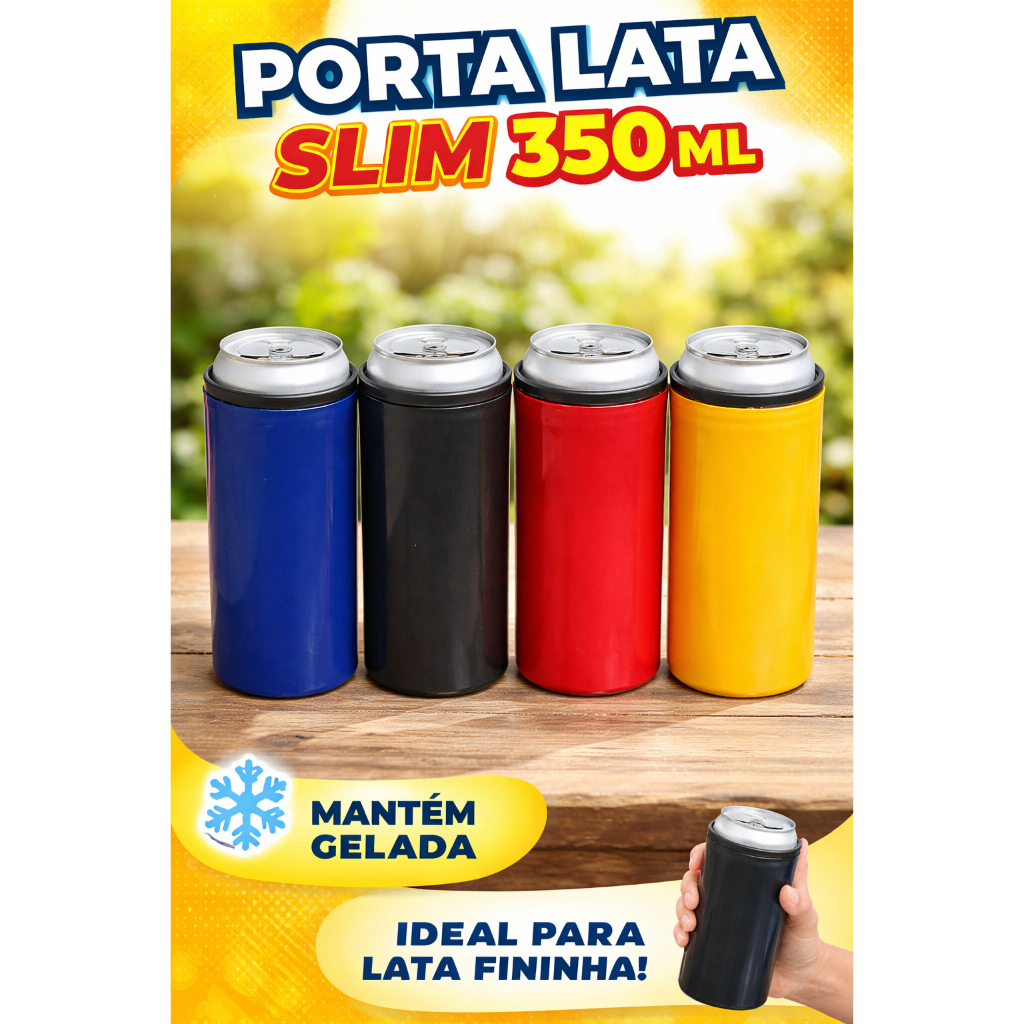 Porta Lata 350ml Slim Lata Fina Latinha Cerveja Térmico 4 ou 8 Unidades