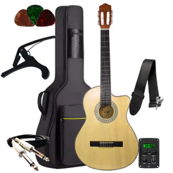 Kit Violão Elétrico Bravo Music TN300 Nylon Cutaway + Acessórios