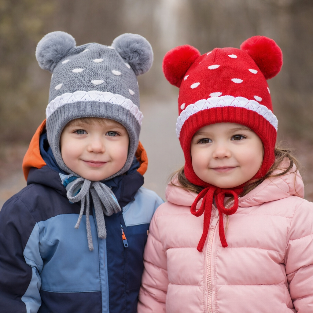 Touca COM POMPOM Amarrar infantil Com  Forradas Poe Dentro Inverno