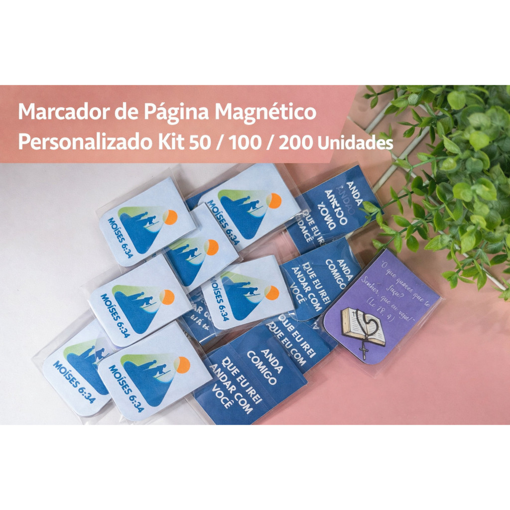 Kit Marca Página Magnético Personalizado  | Kit 50/100/200 | Brinde Corporativo | Lembrancinha para Eventos e Empresas