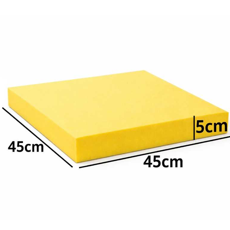 Espuma D33 45cm x 45cm e 5cm de espessura Sob Medida Amarelo para Almofadas de cadeira