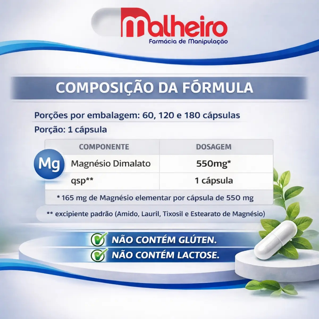 Magnésio Dimalato 550 Mg Cápsulas