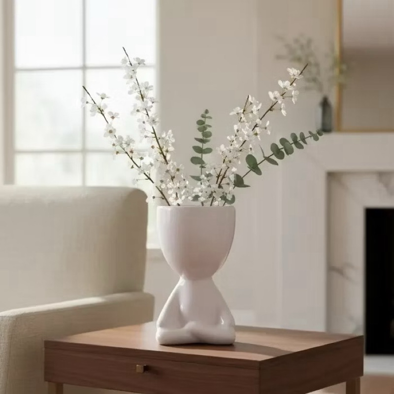 VASO PORCELANA | TAM.: 11CM | CABEÇA | JARRO | ARRANJOS | ESCRITÓRIO | CASA E DECORAÇÃO | ENFEITE DELICADO | MINIMALISTA