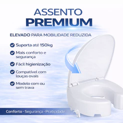 Assento Sanitário Elevado Com Almofadado e Trava 16,5cm Astra