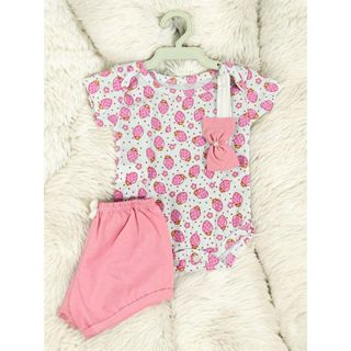 Conjunto Bebê Body Manga Curta + Short Menina RN em Oferta na Shopee