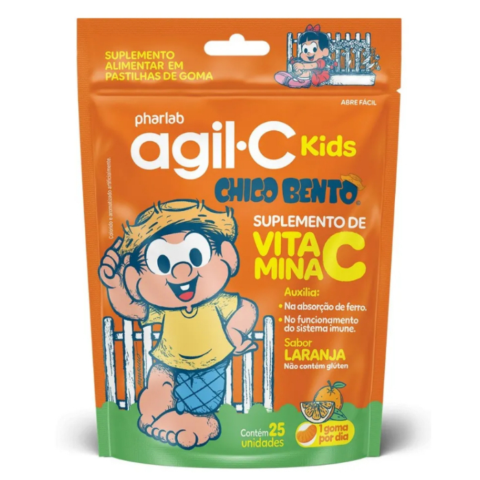 Suplemento de Vitamina C em Gomas Agil C Kids Com 25 Unidades Sabor Laranja