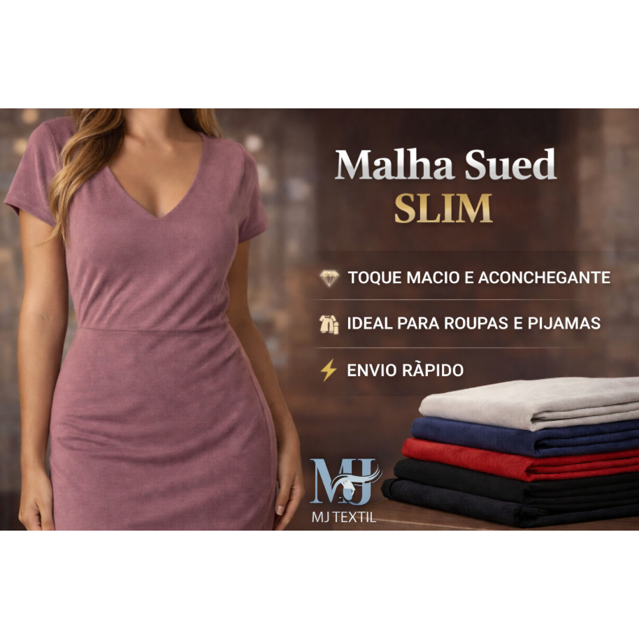 1 Metro Malha Sued Slim 1,60 Largura Tecido Macio Ideal Para Pijamas e Roupas