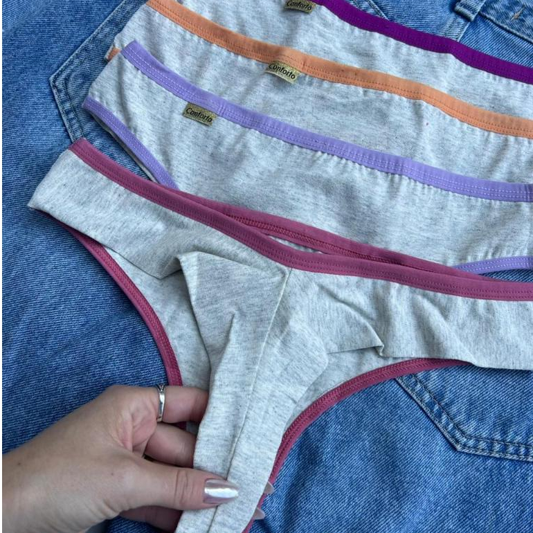 Kit Calcinha Tanga Fio Duplo Cotton Feminina Conforto Moda Íntima Algodão