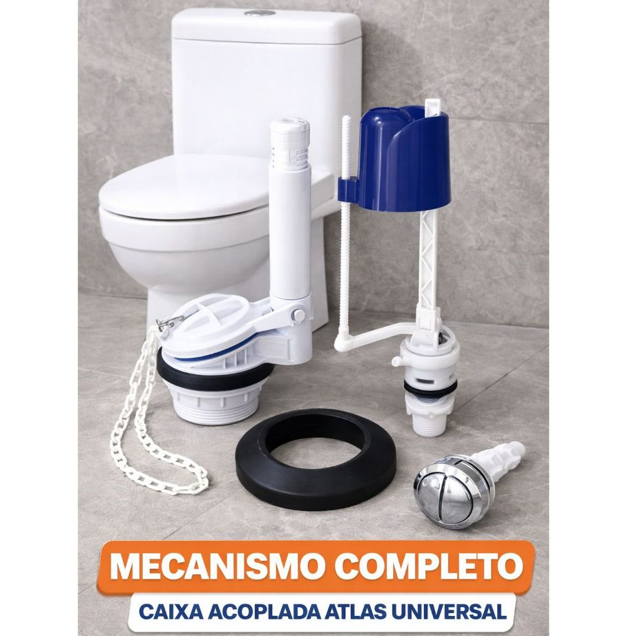 Kit Caixa Acoplada Universal Completo | Válvula de Entrada, Saída e Descarga