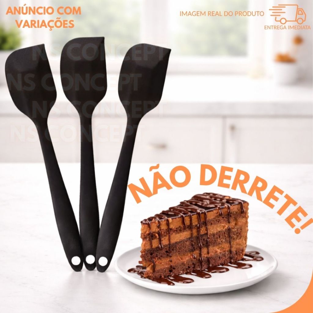 Espátula Pão Duro Silicone Inox Resistente Antiodor Utensílio Culinário Cabo Ergonômico Alta Temperatura