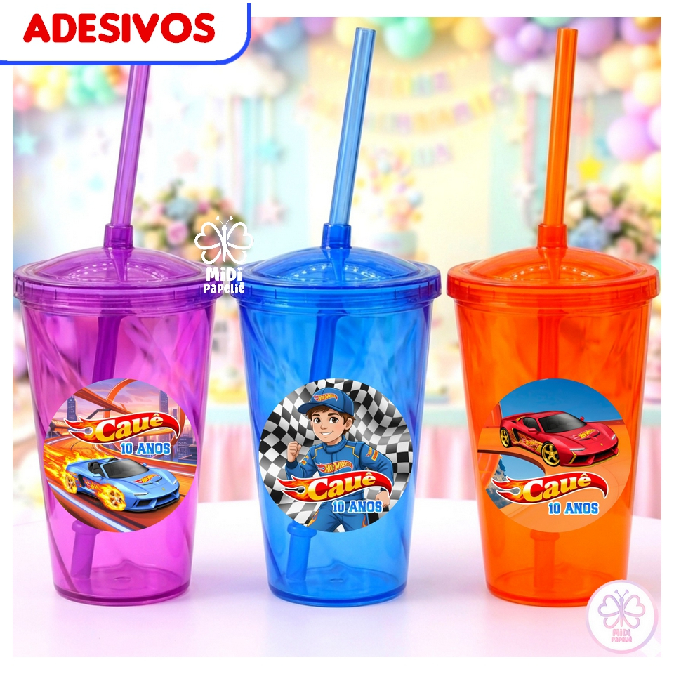 100 Adesivos Hot Wheels Carros  Nome e idade Personalizado adesivo redondo 5x5 Festa de aniversário Infantil