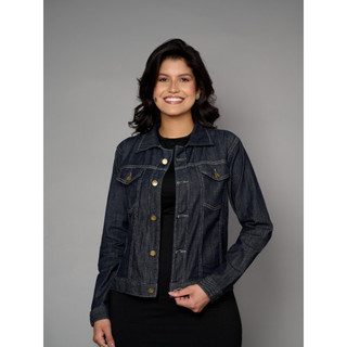 Jaqueta Jeans Feminina Com Elastano Manga Longa Confortável Botões Tradicional Premium
