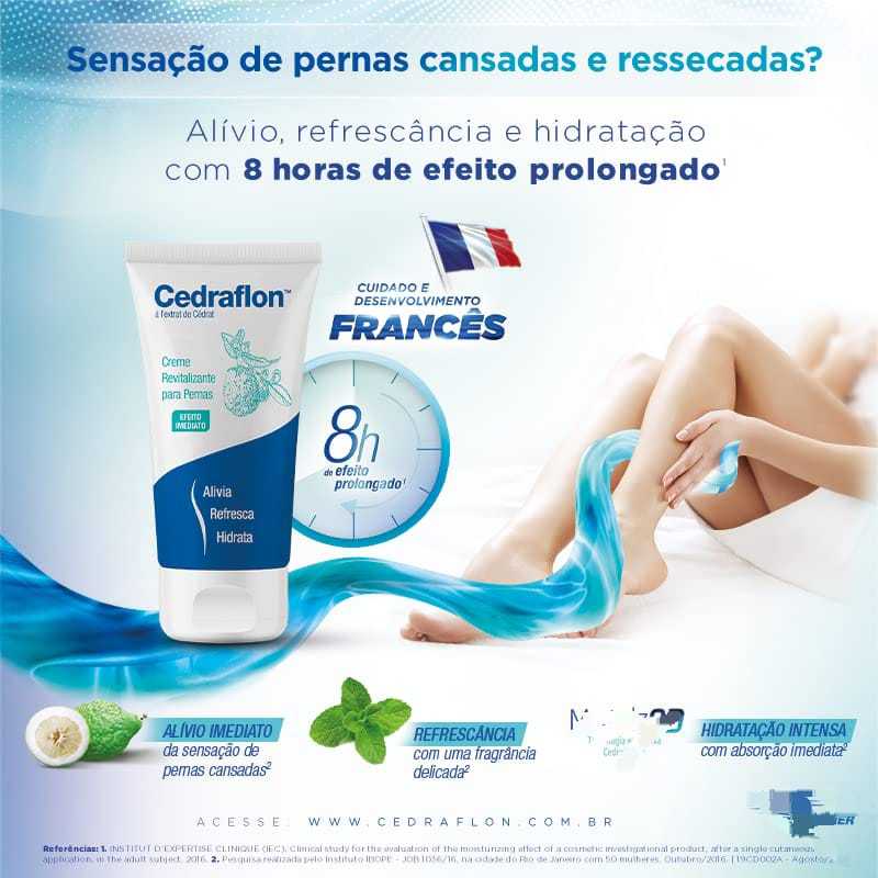 Cedraflon Creme 150ml – Alívio Imediato p/ Pernas Cansadas | Hidrata, Refresca e Revitaliza