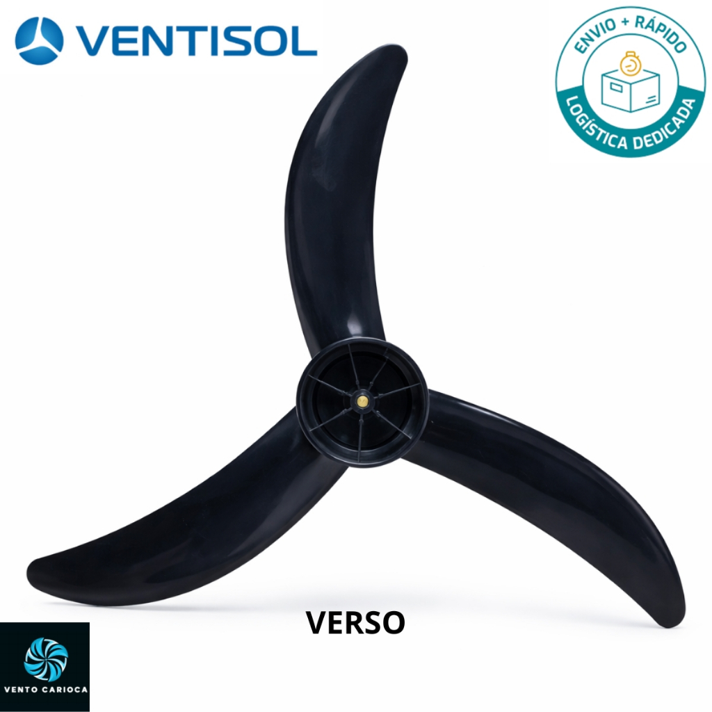 Hélice Ventisol 50 cm 3 Pás VOP50 Turbo Eixo 8mm
