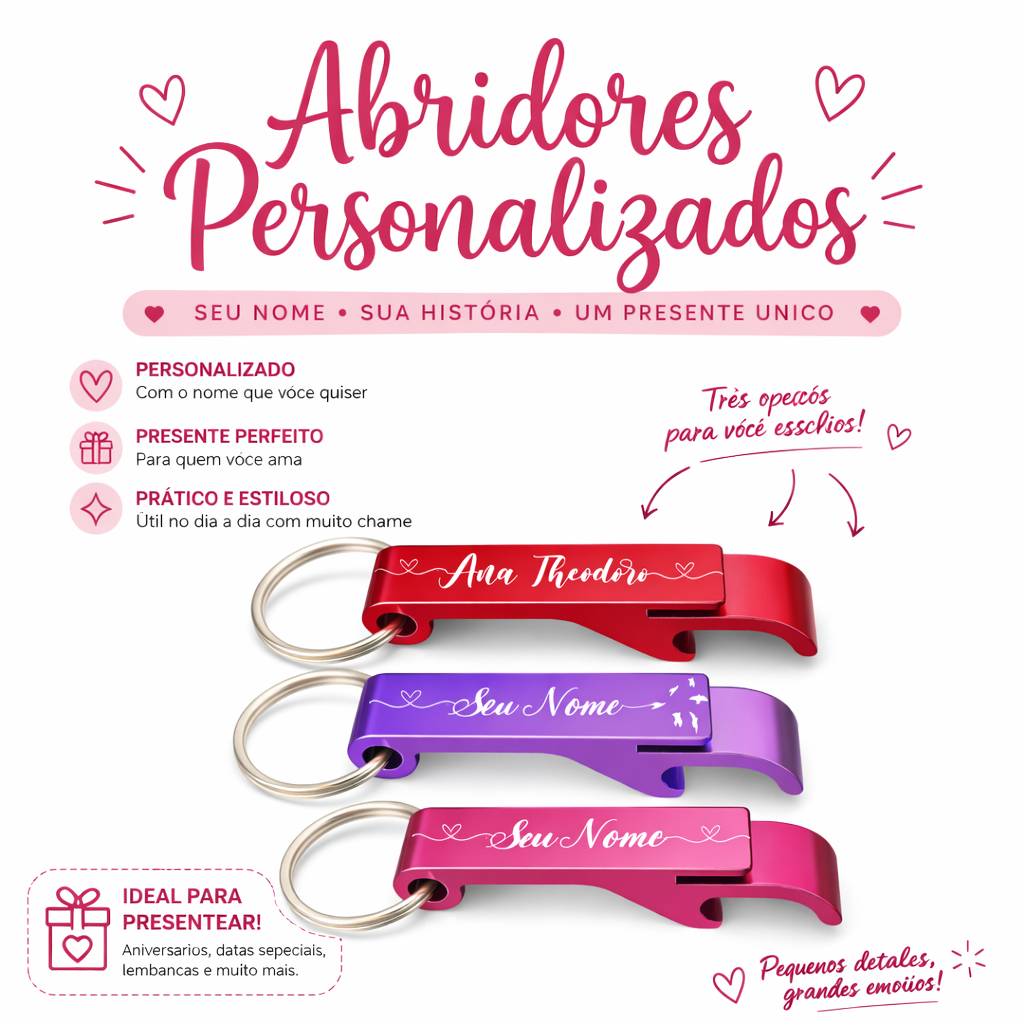 Presente brinde chaveiro feminino personalizado com nome (único)