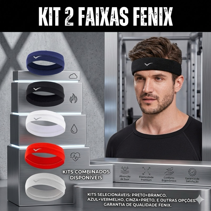 2 testeiras anti suor faixa para cabelo envio em 24h esportes fenix