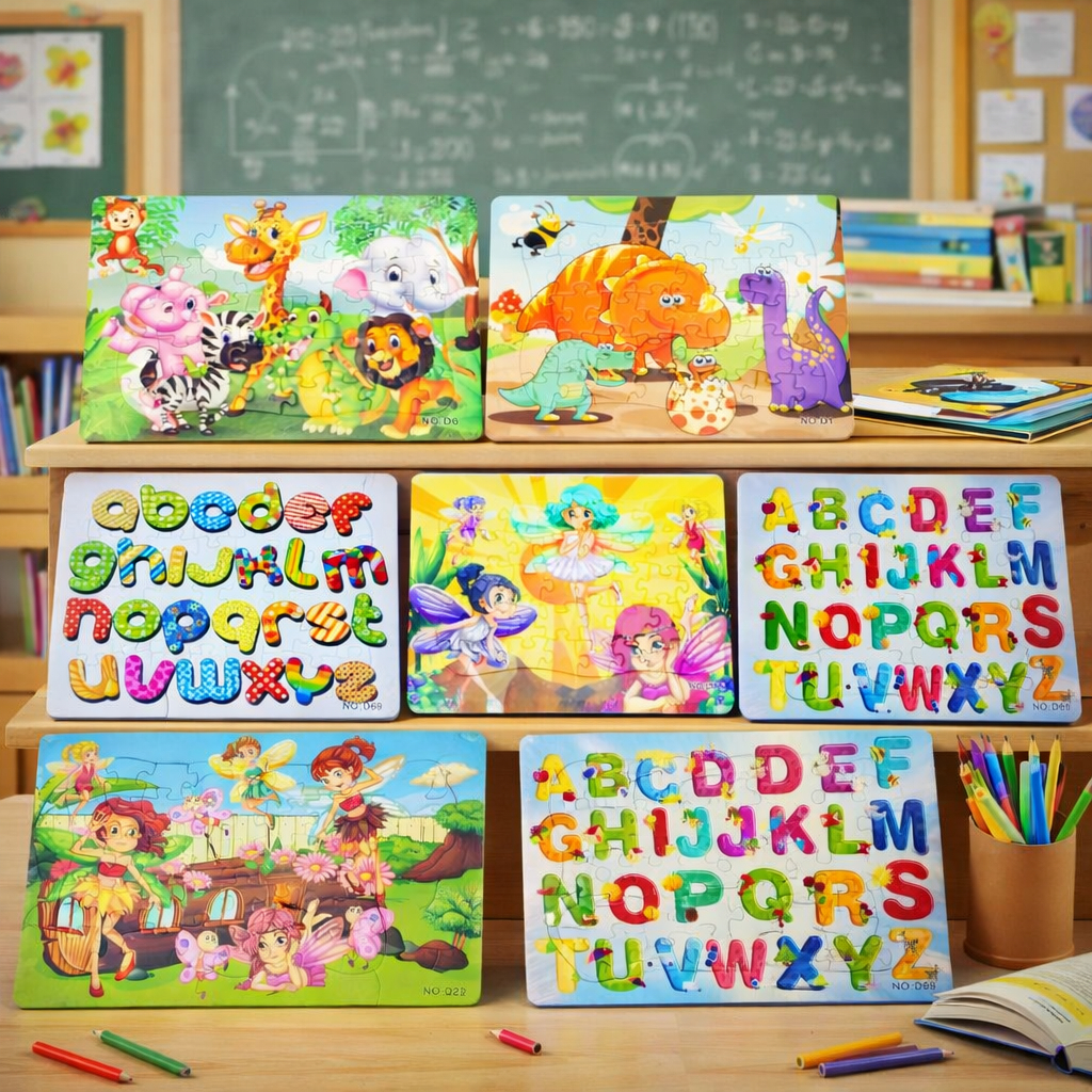 Kit 2/3/5 Quebra - Cabeça Papelão Educativo Colorir Lembrancinha Brinquedo infantil Animais em Oferta na Shopee