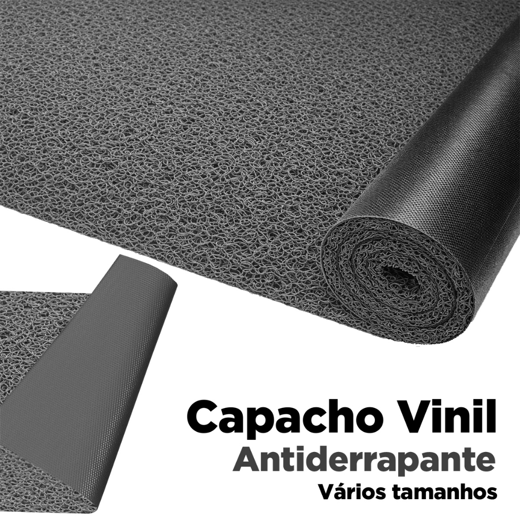 Tapete Capacho Antiderrapante Vinil Rolo Cinza Escuro Porta Entrada Decoração Vários Tamanho Empresa