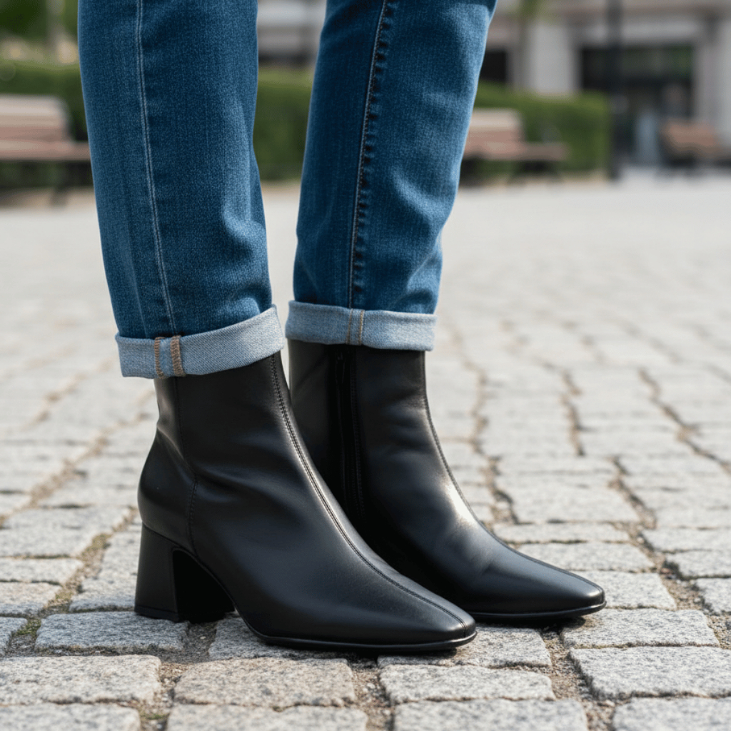 Detalhes do Bota Vizzano Feminina Bico Fino Cano Curto Salto Médio Confortável Original 3109100