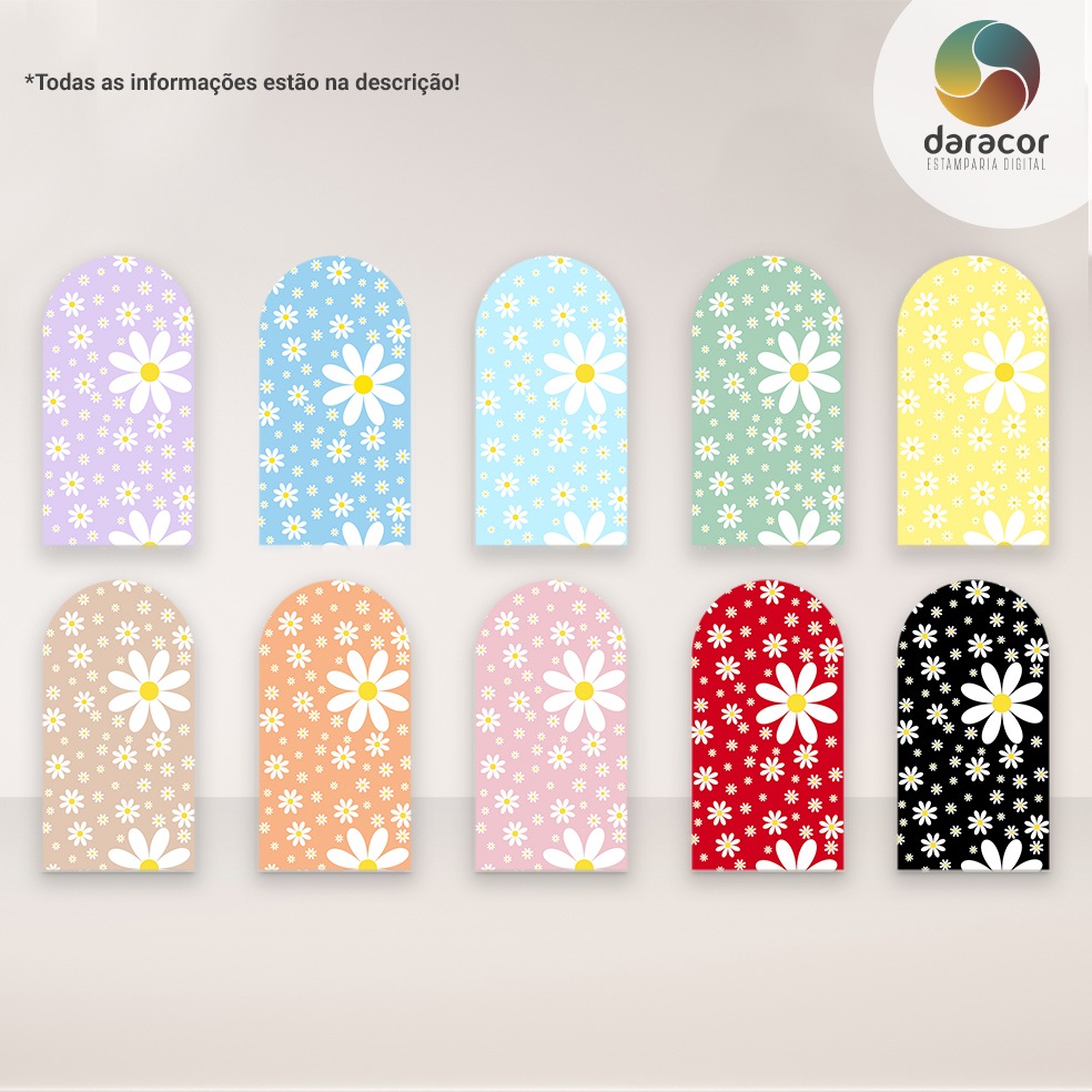 Capa de Painéis Margaridas - Romano c/ elástico e Retangular c/ overlock FACE ÚNICA - R01