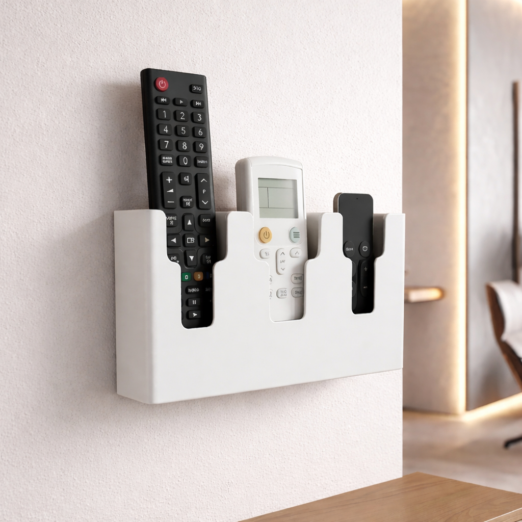 Suporte Controle Remoto 3 Lugares Parede Painel Preto/Branco/Cinza Fita 3M ou Parafuso