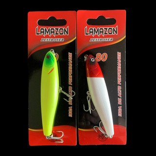 Kit 2 Iscas Artificiais Lamazon Destroyer 80 Superficie Tipo Bonnie 8,4g 8 cm para Peixes Predadores