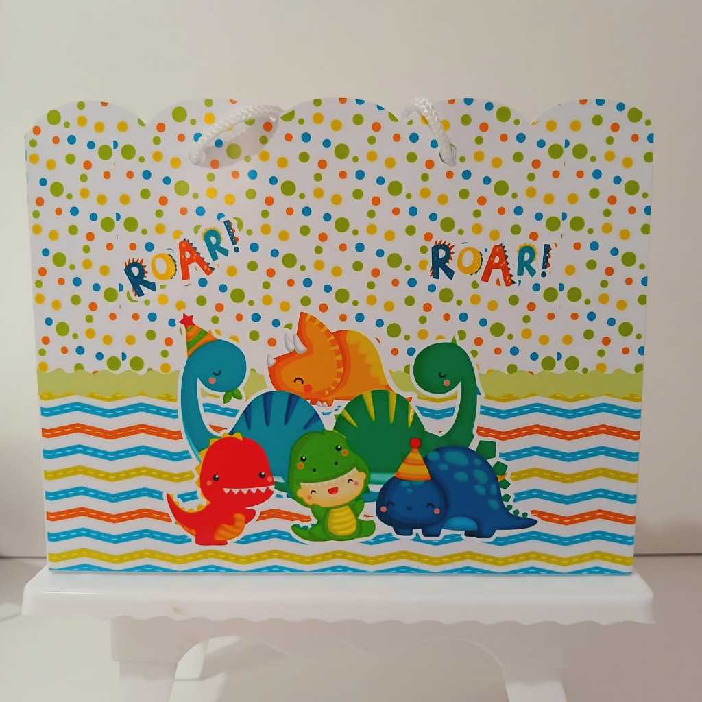 Sacolinha Personalizada Dinossauro Baby Menino | Lembrancinha de Aniversário - PEGUE E MONTE - PRONTA ENTREGA