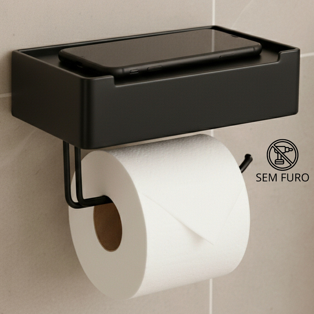 Porta Papel Higiênico e Porta Lenços Com Fixação 3m Arthi Black Esse é o Original