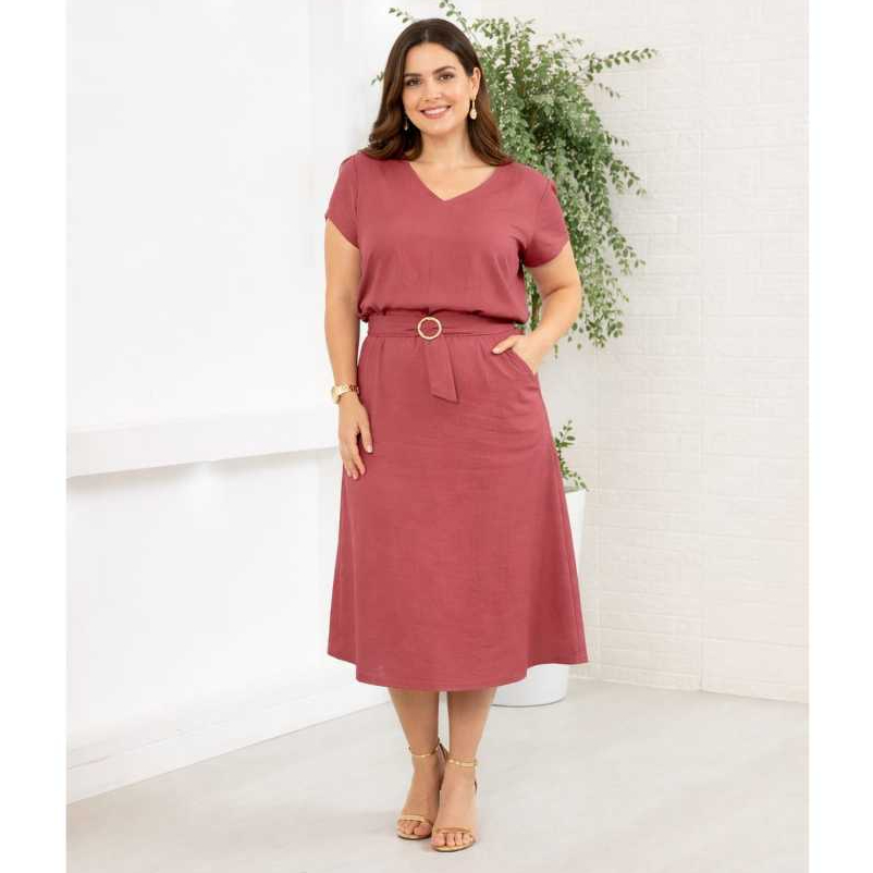 Conjunto Evangélico Feminino Manga Curta e Saia Longa com Argola para Amarrar Material Sensorial Marrant