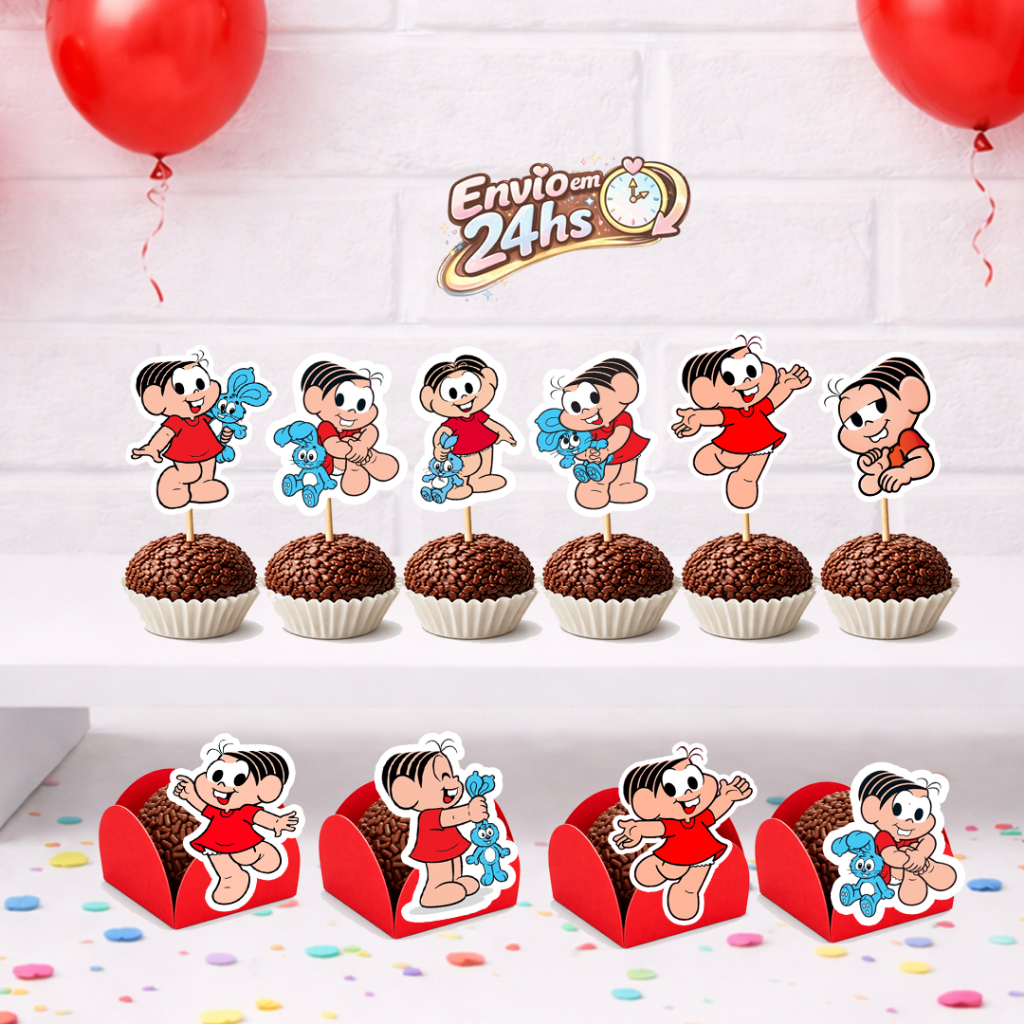50 Forminhas de doce 50 Topper MÔNICA PARA BEIJINHO BRIGADEIRO Festa Infantil Personalizados Aniversário