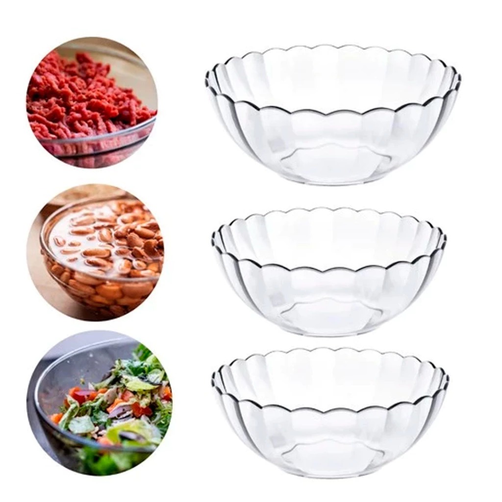 Jogo Kit Tigela Bella Saladeira Astral Vidro Cristalino Transparente Assadeira Marinex Buffet