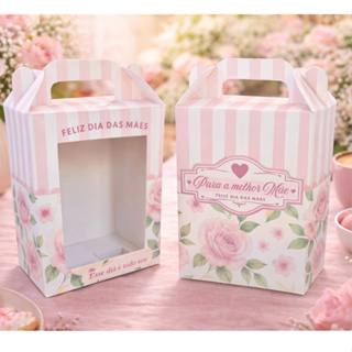 Caixa de presente Maleta Vitrine com Visor de Acetato | Dia das Mães Estampas Exclusivas |  Caixa com Visor em Oferta na Shopee