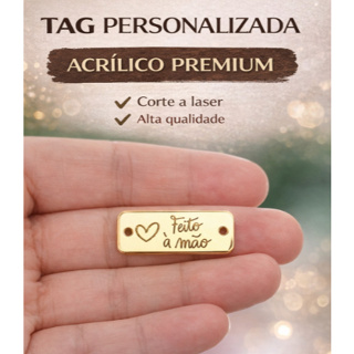 Etiqueta de Acrílico "Feito à Mão" 3x1cm – PRONTO ENVIO  - NÃO PERSONALIZAMOS em Oferta na Shopee