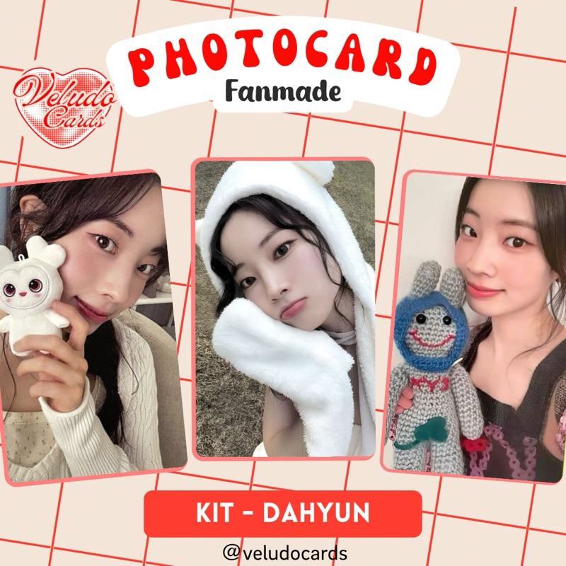 Kit 3 Photocards Dahyun Twice Kpop Fanmade Frente e Verso Plastificado