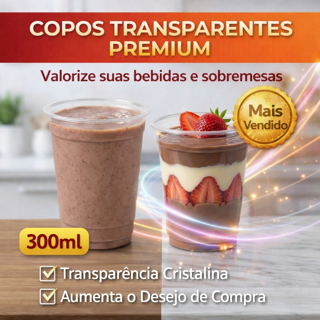 Kit 250/300/350/400/500/1000 Copos Descartável Transparente Plástico Versátil Higiênico 300ml